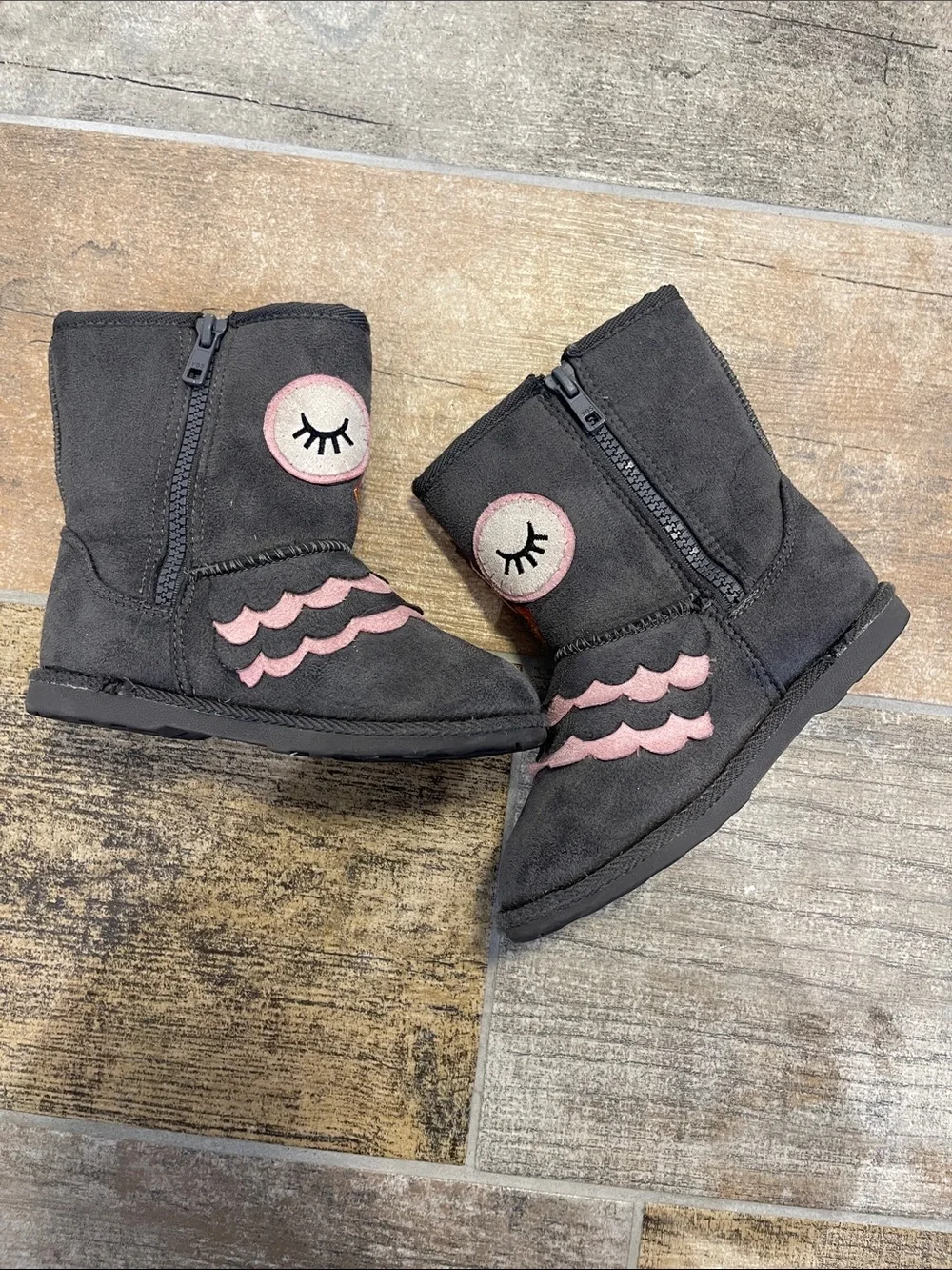 Harper Canyon Toddler Girls Gray Owl Boots Size 10